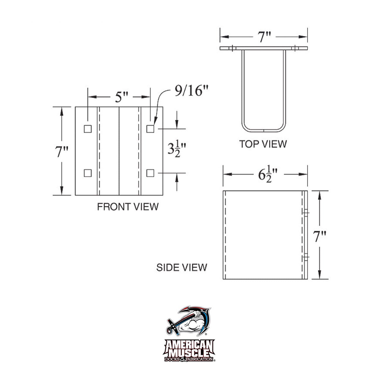 Elongated Pipe Holder End - 3 inch - American Muscle Docks