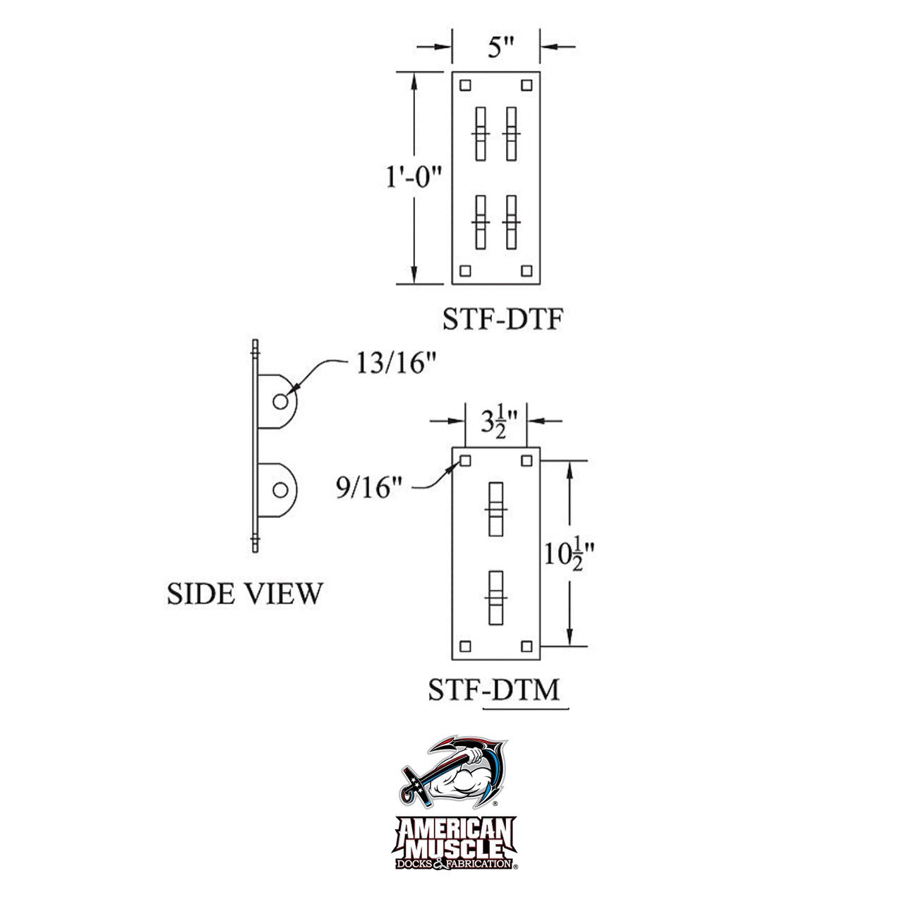Hinge Connector Plates - Double - American Muscle Docks & Fabrication