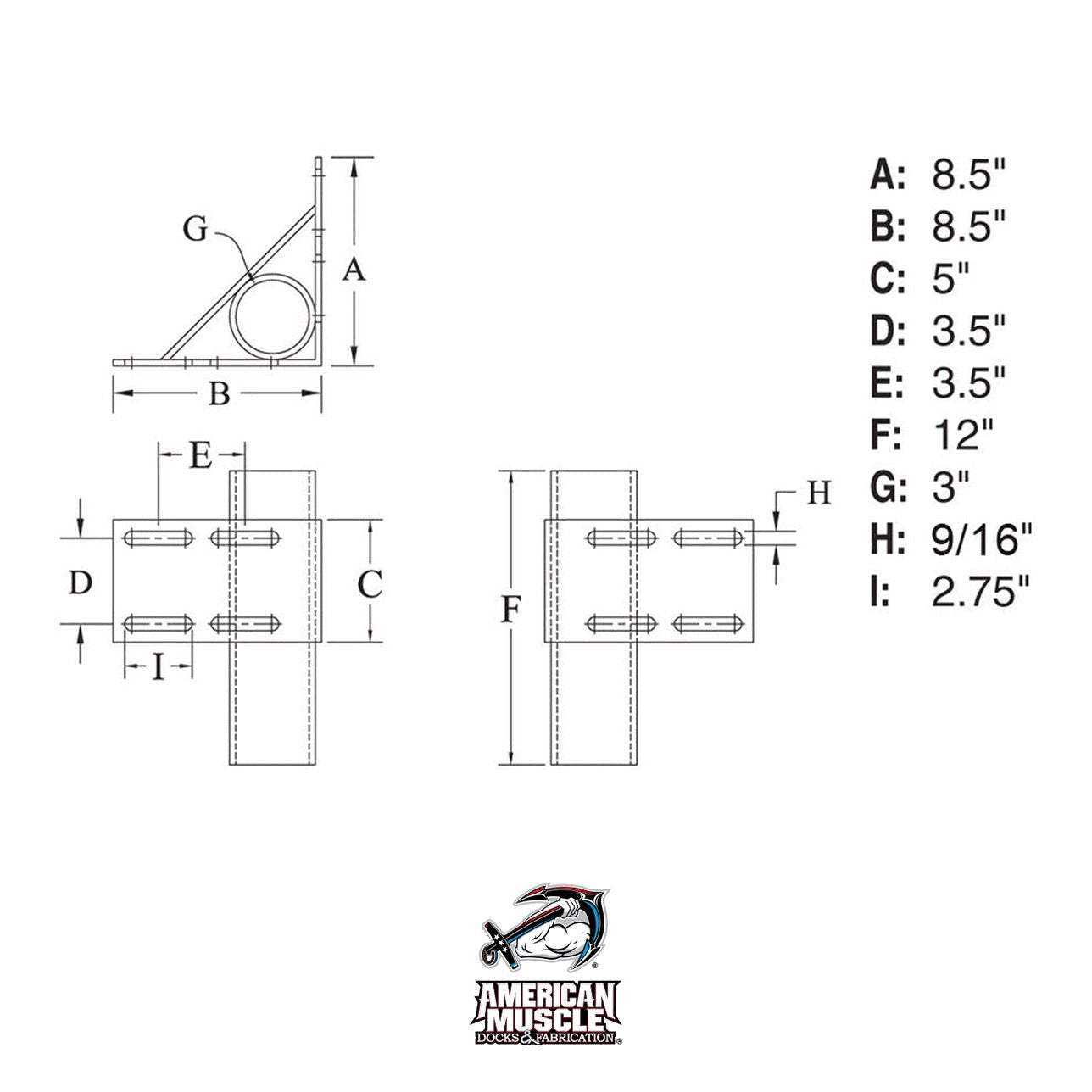 Inside Corner Pipe Holder - American Muscle Docks & Fabrication