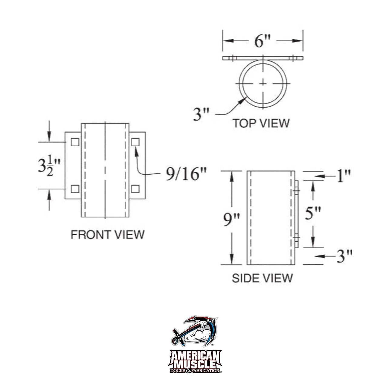 Pipe Holder - 3 inch - American Muscle Docks