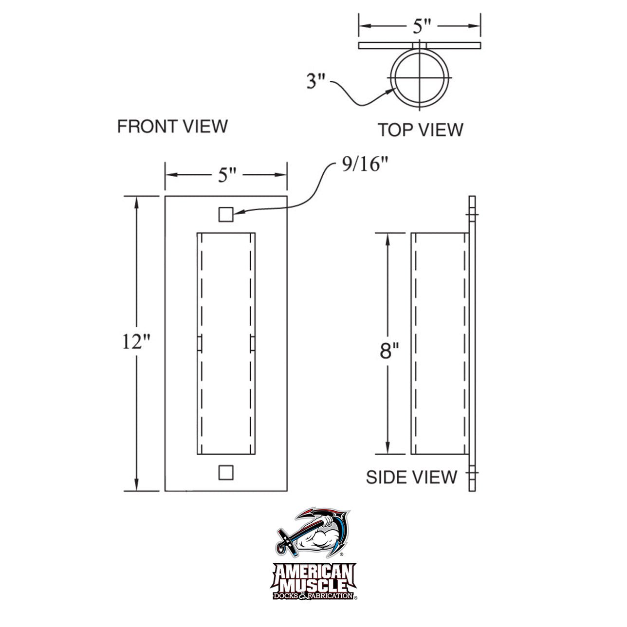 Pipe Holder - Solid 5" Plate - American Muscle Docks