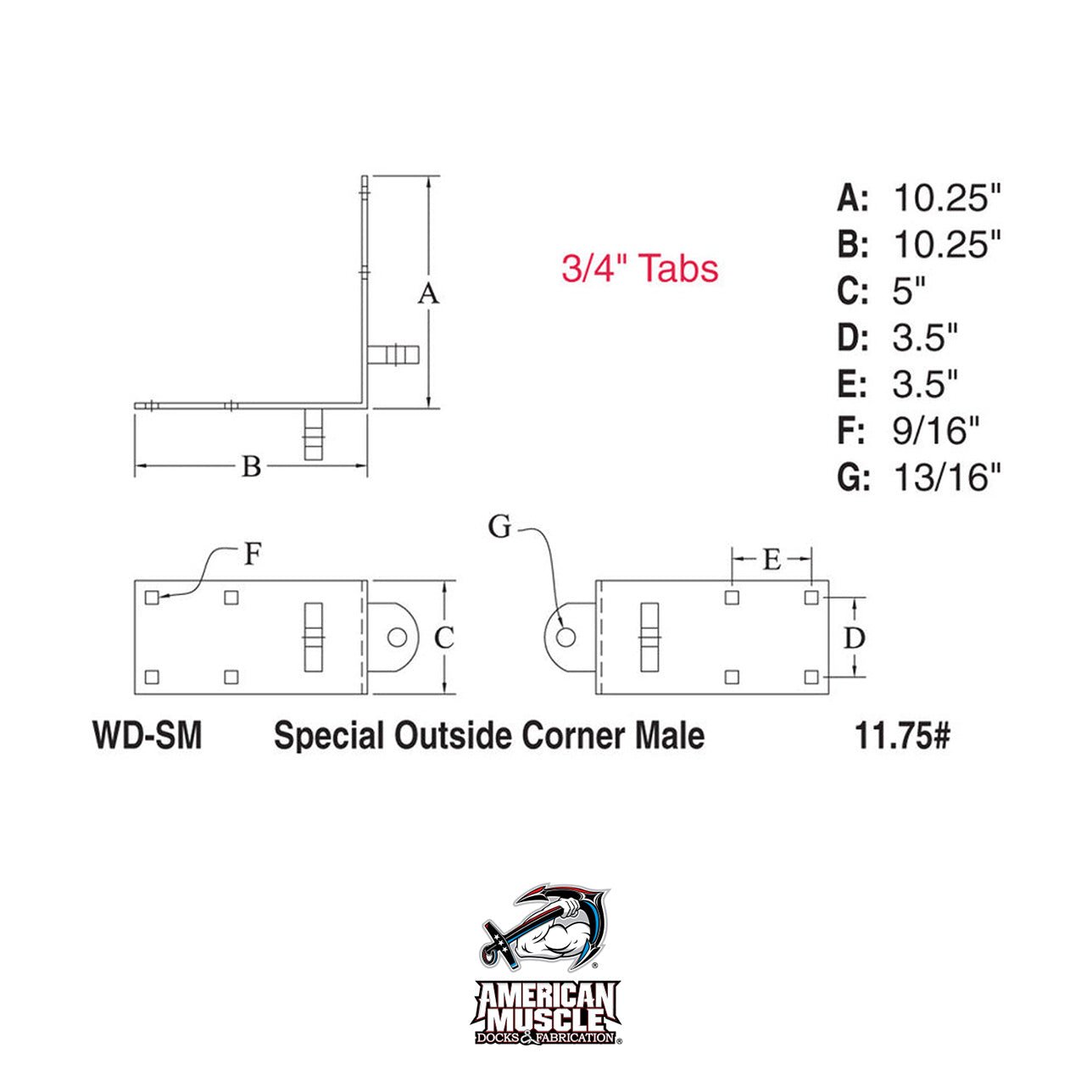 Outside Corner Male - Special - American Muscle Docks & Fabrication