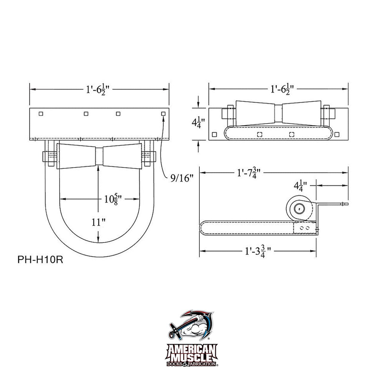 Hoop Pile Guide (Rubber Roller) - American Muscle Docks & Fabrication