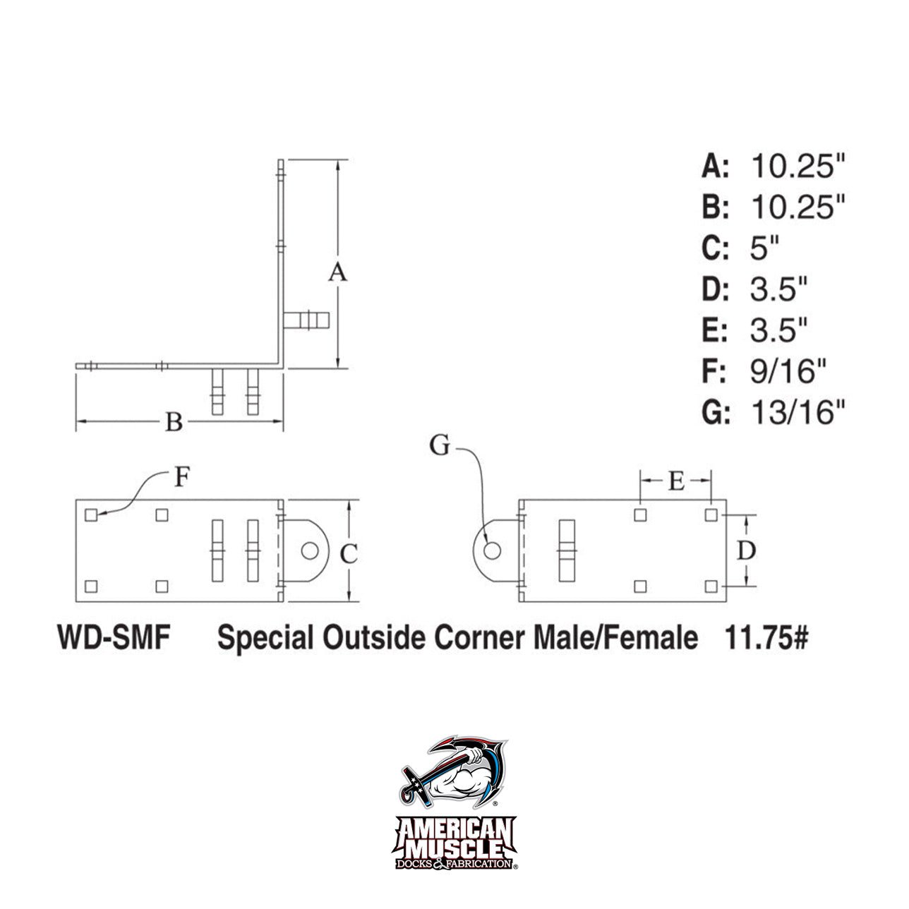 Outside Corner Male/Female - Special - American Muscle Docks & Fabrication