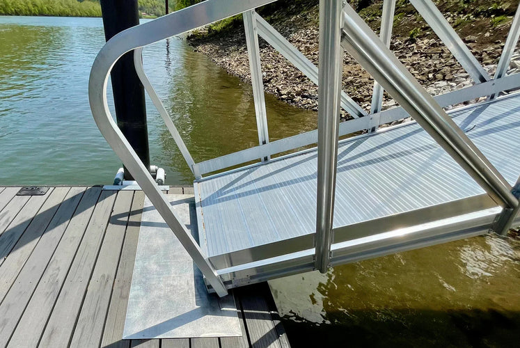View of a marine-grade aluminum gangway on a dock