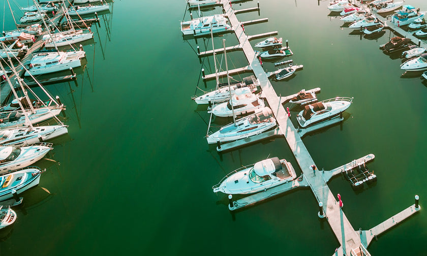 commercial marina docks ariel view american muscle