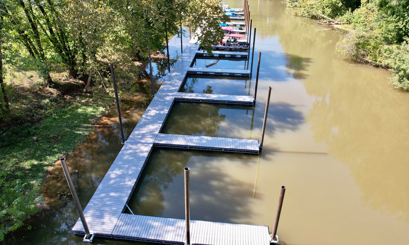 Marina dock featuring composite decking