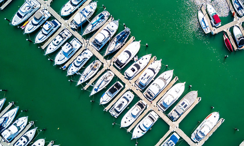 Commercial marina dock system with multiple boat slips