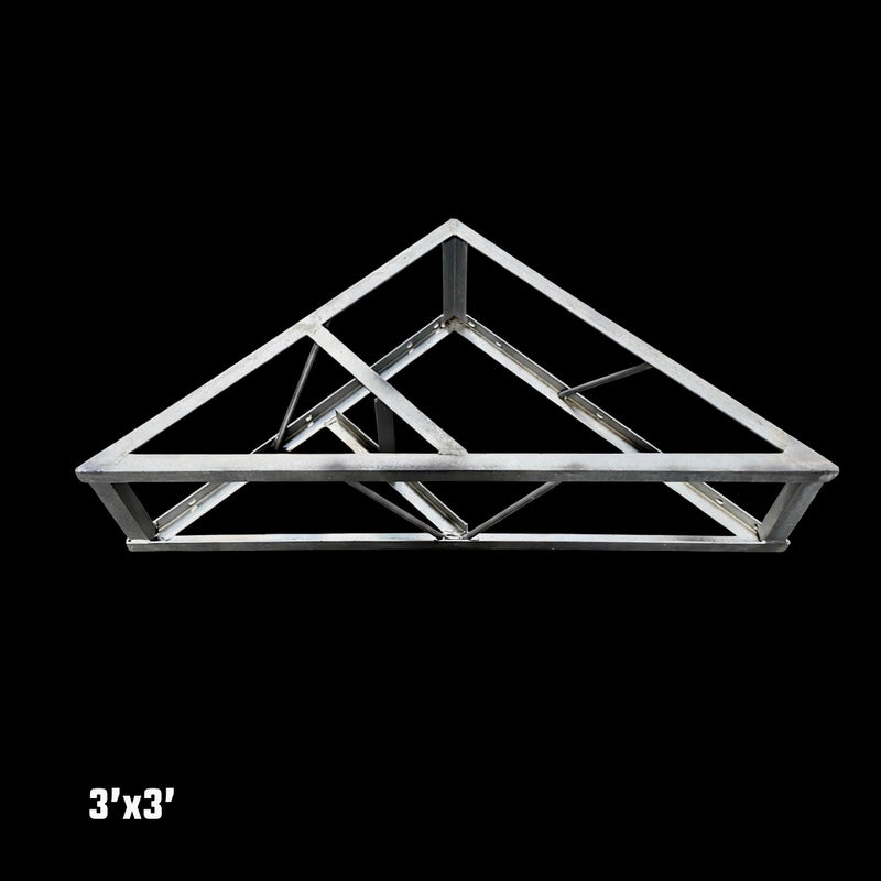 The American Muscle Docks & Fabrication Steel Truss Dock Finger Dock Stabilizer - 3 ft. features a welded triangular metal frame on a black background, with labeled dimensions in the lower left for enhanced dock safety.