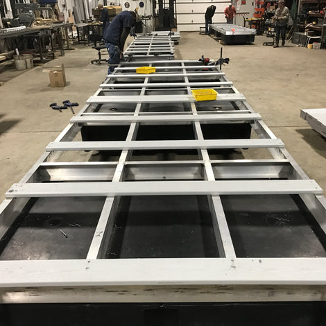 Aluminum Dock Frame manufactured in American Muscle Docks warehouse. 