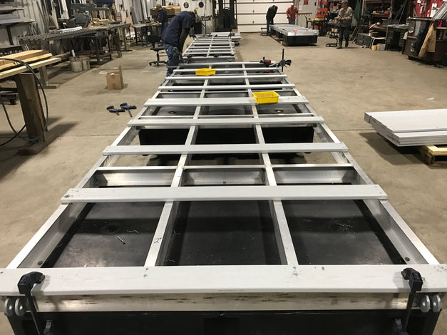 Aluminum Dock Frame manufactured in American Muscle Docks warehouse. 