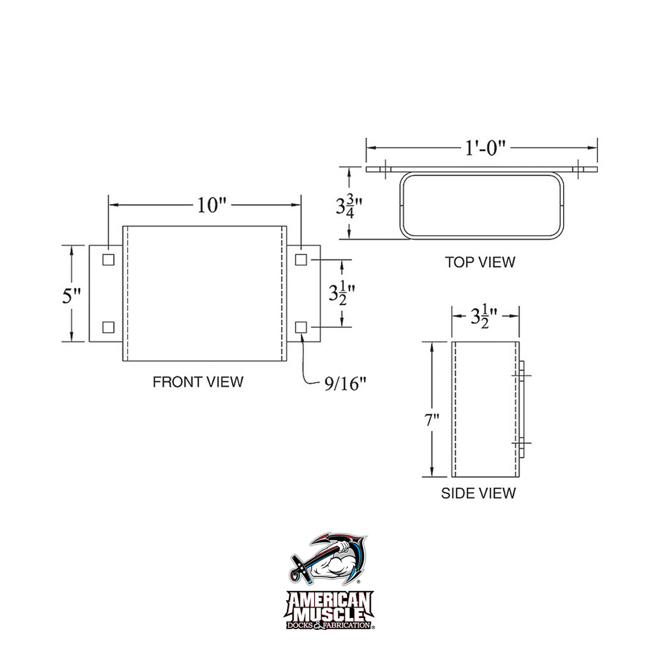 Elongated Pipe Holder Side - 3 inch