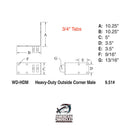Outside Corner Male - Heavy Duty - American Muscle Docks & Fabrication