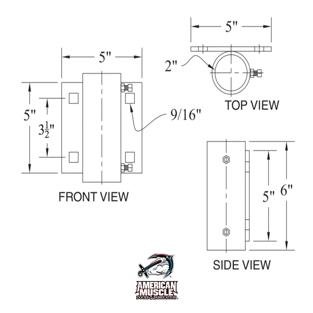 Pipe Holder 2 inch - Set Screws (Short)