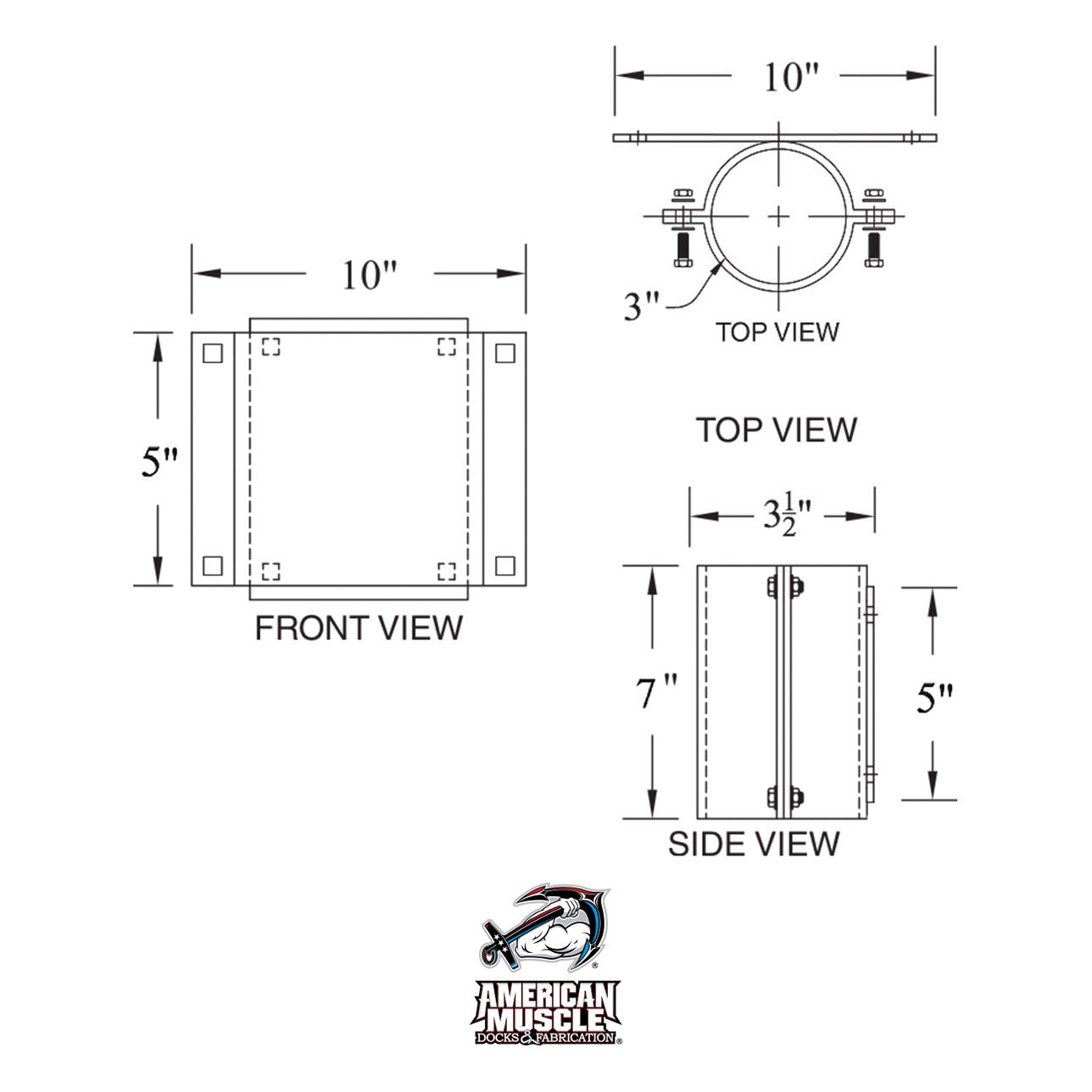 Pipe Holder - 3 inch (Split) - American Muscle Docks
