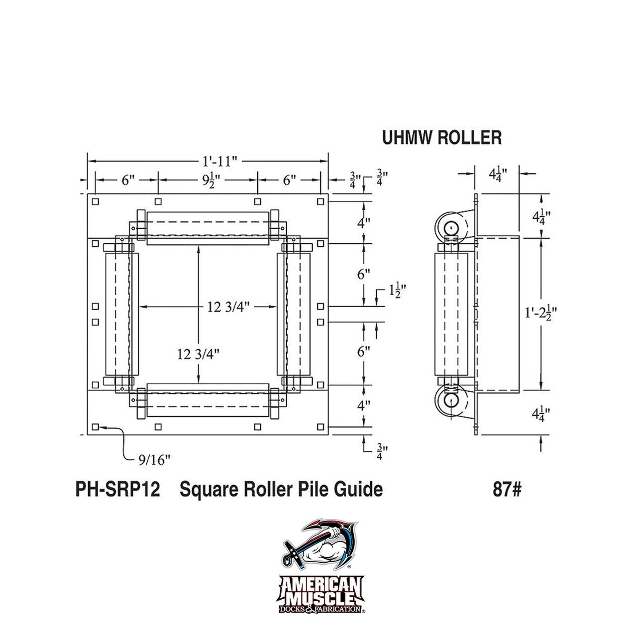 Square Pile Guide (Poly) - American Muscle Docks & Fabrication