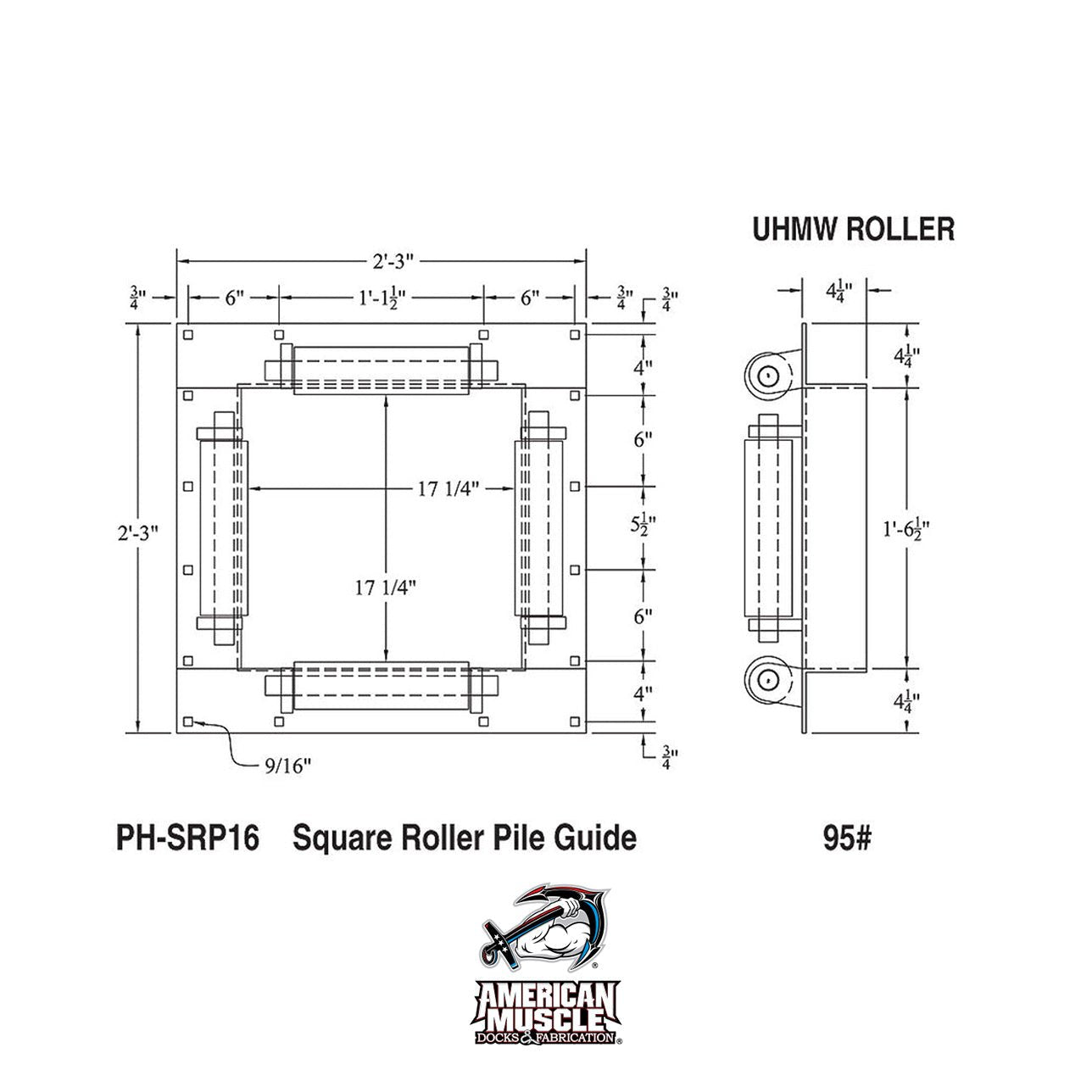 Square Pile Guide (Poly) - American Muscle Docks & Fabrication