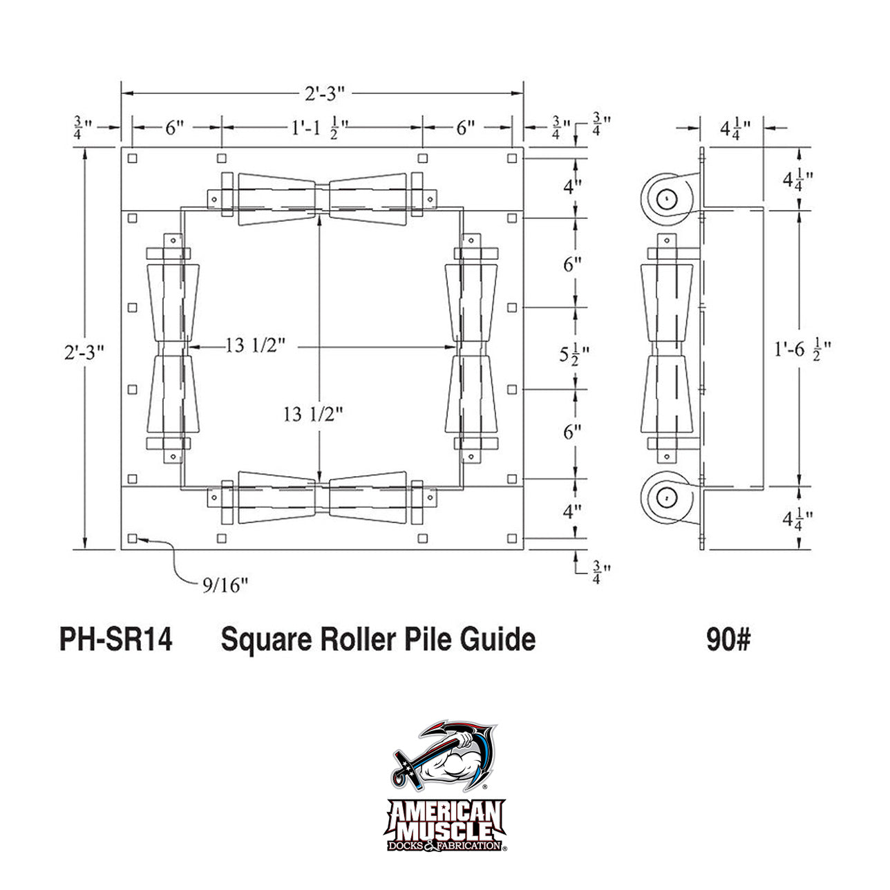 Square Pile Guide (Rubber)