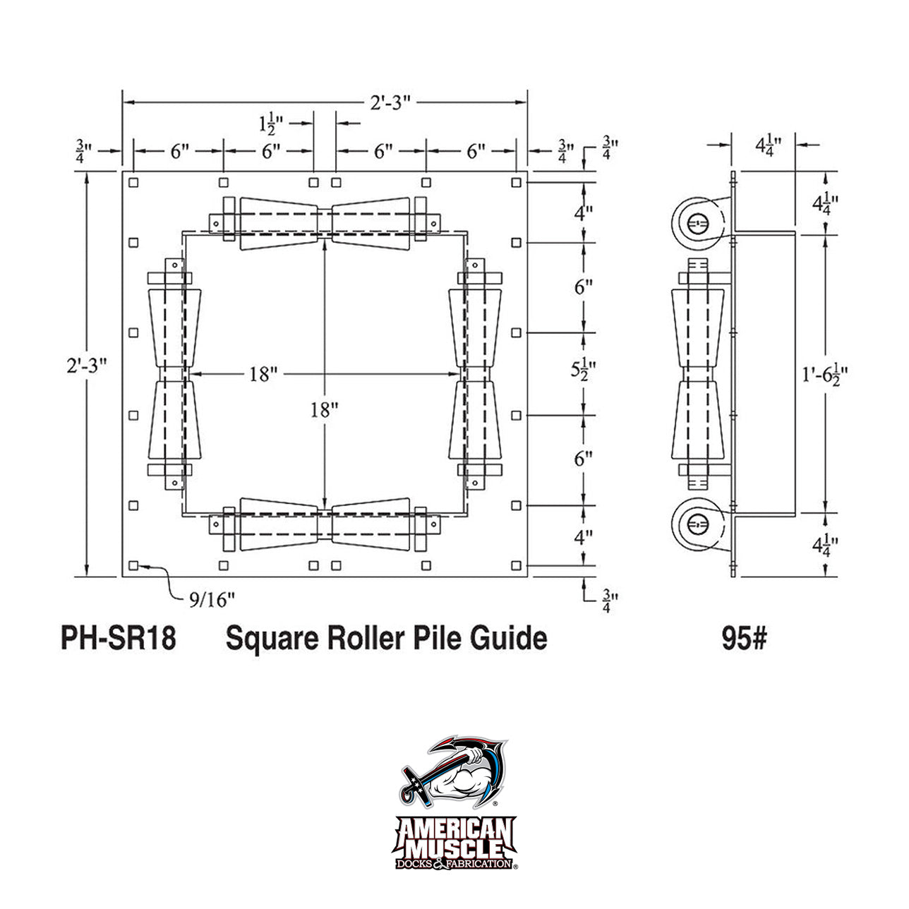 Square Pile Guide (Rubber)