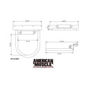 Technical drawing of HD Hoop Pile Guides (Poly Roller) in three views with labeled dimensions, above the American Muscle Docks & Fabrication logo.
