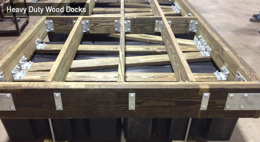 Wooden Frame Dock with floats and hardware built by American Muscle Docks