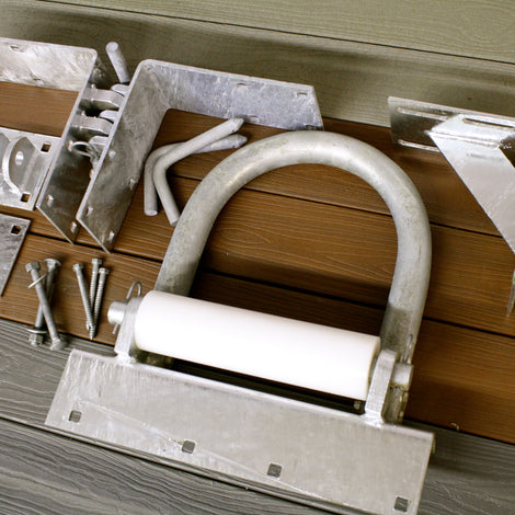 Boat Dock Hardware on Floating Dock built by American Muscle Docks