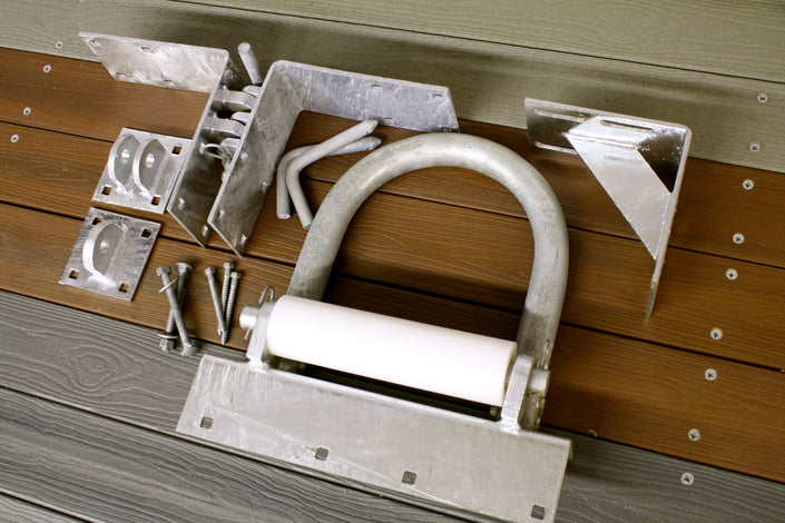 Boat Dock Hardware on Floating Dock built by American Muscle Docks