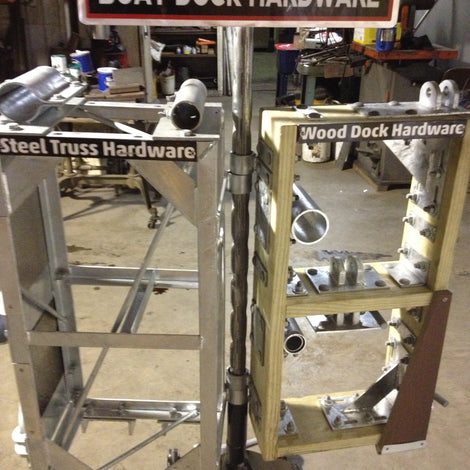 Boat dock hardware display built by American Muscle Docks