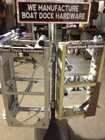 Boat dock hardware display built by American Muscle Docks
