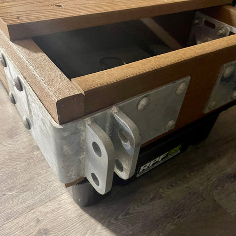 Composite dock frame and hardware built by American Muscle Docks