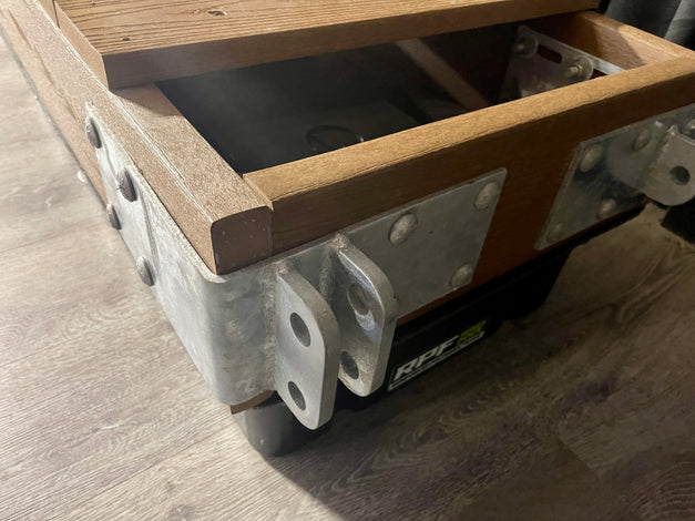 Composite dock frame and hardware built by American Muscle Docks