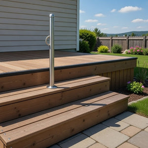 Heavy-duty dock grab post mounted to the deck for enhanced stability and accessibility.