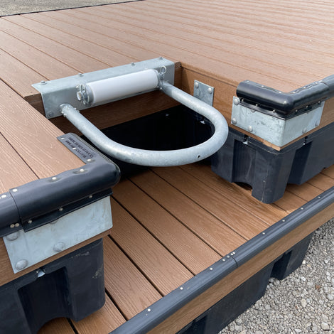 heavy duty custom dock with recessed piling built by American Muscle Docks