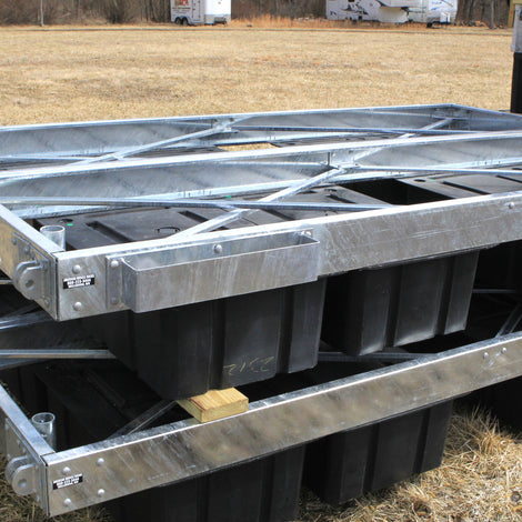 steel truss dock frame with floats heavy duty built by American Muscle Docks