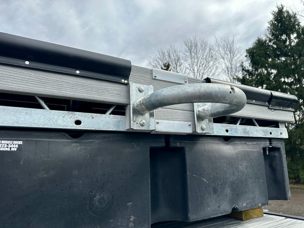 piling hoop connector heavy duty on floating dock built by American Muscle Docks
