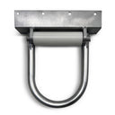 The American Muscle Docks & Fabrication Hoop Pile Guides (Poly Roller) feature a central poly roller and a curved U-shaped bracket, designed for mounting on flat surfaces.