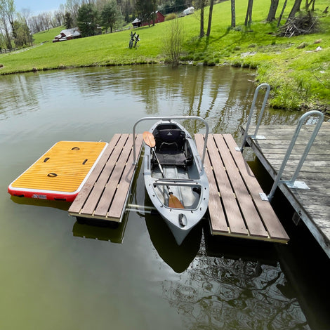 Kayak Floating Launch Dock in Pond with inflatable dock 