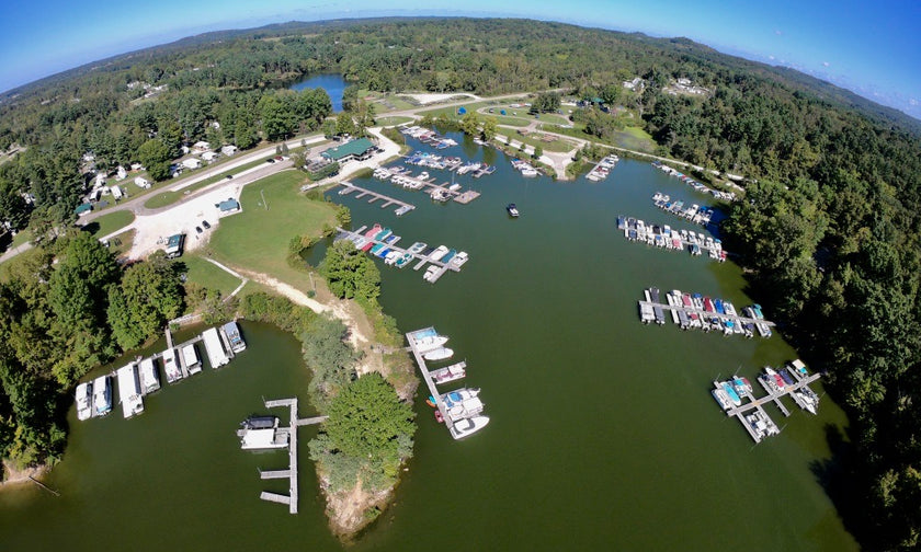Modern commercial marina facility and waterfront