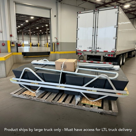 Truck loading Mr Launcher floating dock launcher in a warehouse setting