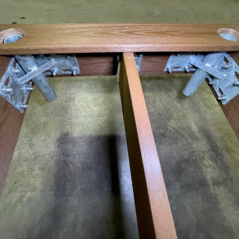 composite frame dock with inside corner pile guides  built by American Muscle Docks