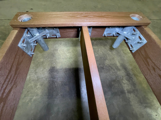 composite frame dock with inside corner pile guides  built by American Muscle Docks