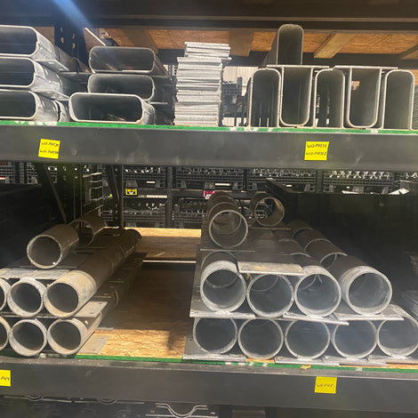 heavy duty dock hardware on warehouse shelves built by American Muscle Docks