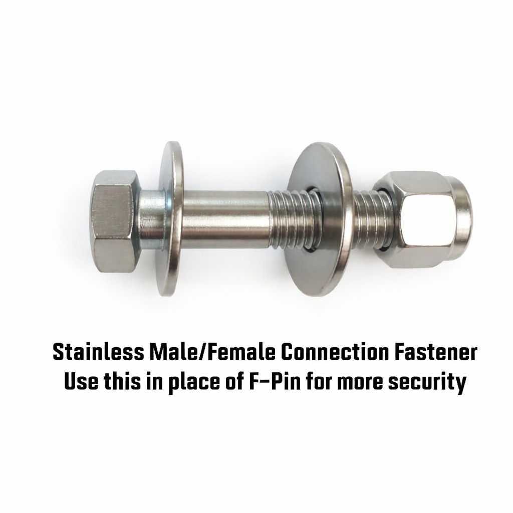 The Stainless Connector Bolts from American Muscle Docks & Fabrication deliver corrosion resistance and a secure fit, making them a reliable alternative to an F-pin connection for enhanced security.