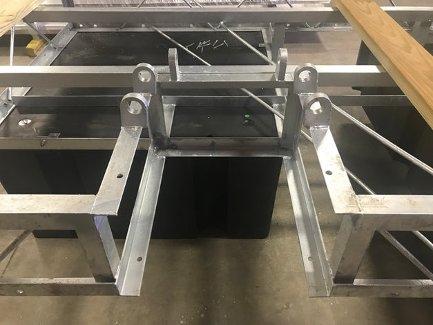 heavy duty dock frame with floats made in USA built by American Muscle Docks