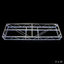 The Truss Frames by American Muscle Docks & Fabrication feature a rectangular steel frame with cross-bracing, sized 3 feet by 10 feet and shown on a black background—perfect for dock frames and built for lasting quality.