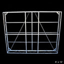 Truss Frames from American Muscle Docks & Fabrication feature a rectangular steel grid support, shown against a black background with 8'x10' dimensions, characteristic of their dock frame design.