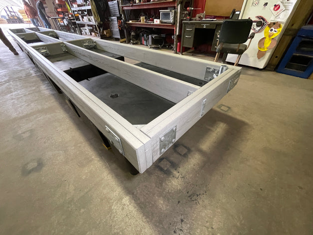 composite dock frame with floats built by American Muscle Docks