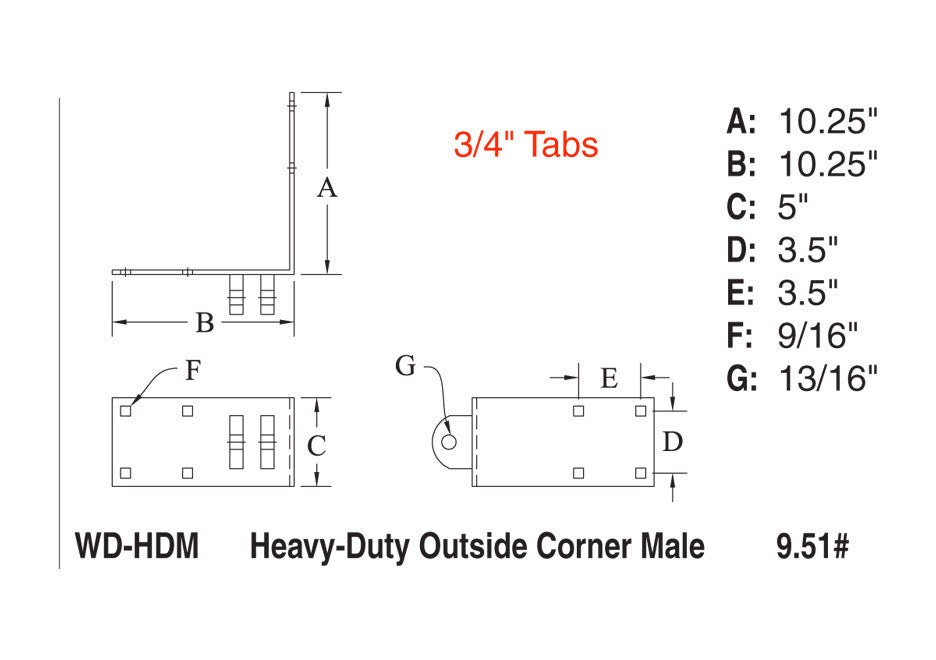 Outside Corner Male - Heavy Duty
