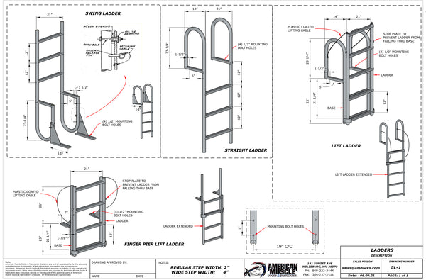 Retractable Lift Ladder - Boat Dock Accessories