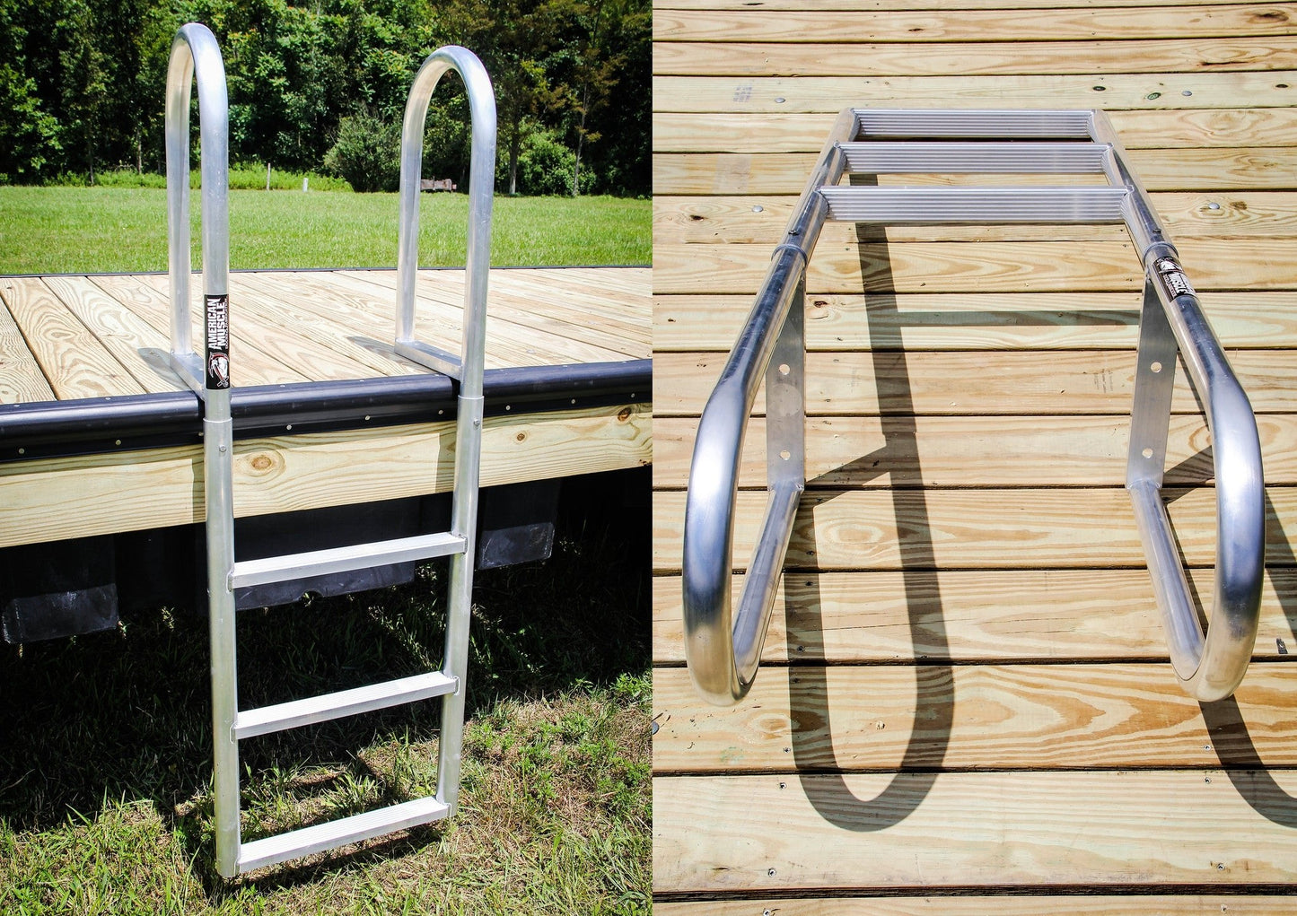 Straight Ladder - Hoop Handles - 7 Step Wide - American Muscle Docks & Fabrication